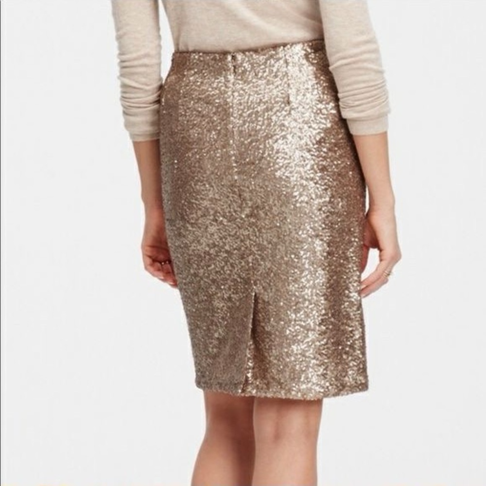Anne Taylor Champagne Sequin Pencil Skirt Size 8